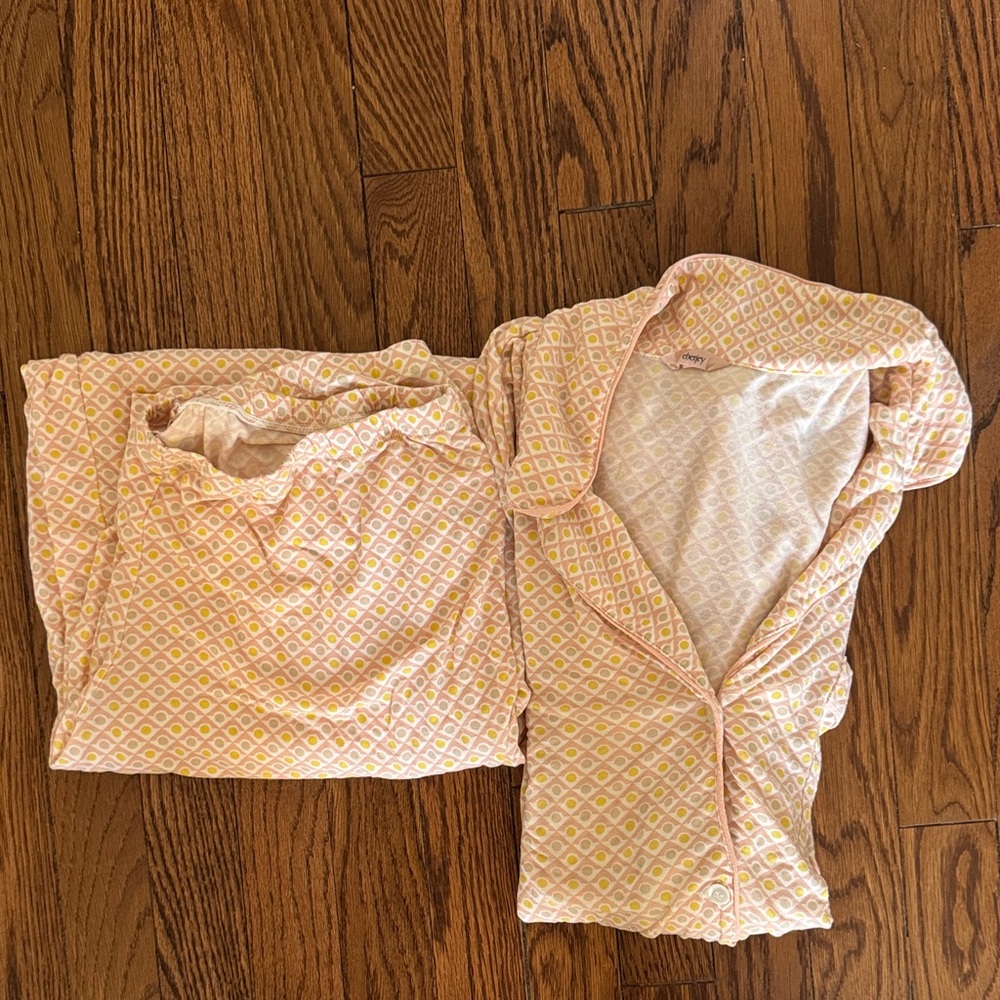 Eberjey Pink and Cream Diamond Pajama Set